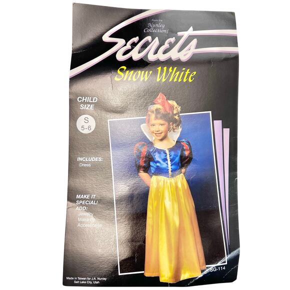 Vintage Secrets Snow White Princess Dress Costume Child Small 5-6 New Deadstock - Picture 11 of 12